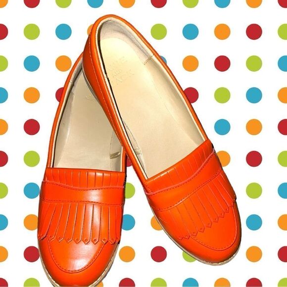Janie and Jack orange loafers with fringe style design on top. Ntn! - Picture 3 of 11
